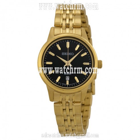 Seiko Black Dial Gold-tone Ladies Watch SUR886