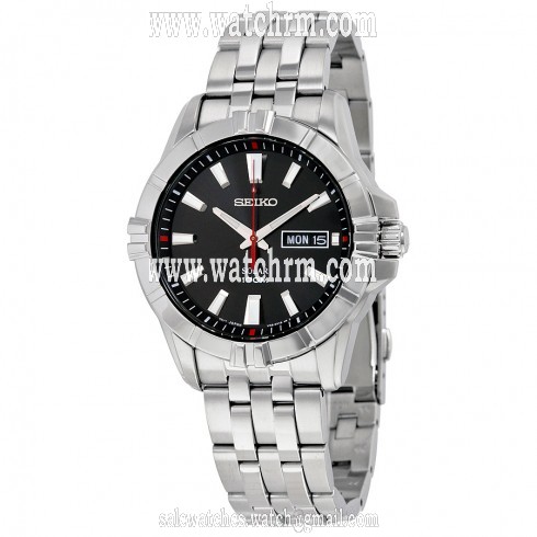 Seiko Black Dial Solar Power Stainless Steel Men's Watch SNE161