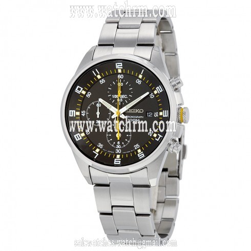 Seiko Black Dial Stainless Steel Chronograph Men's Watch SNDC89