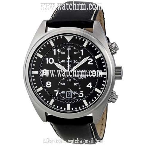Seiko Black Dial Stainless Steel Chronograph Men's Watch SNN231P2