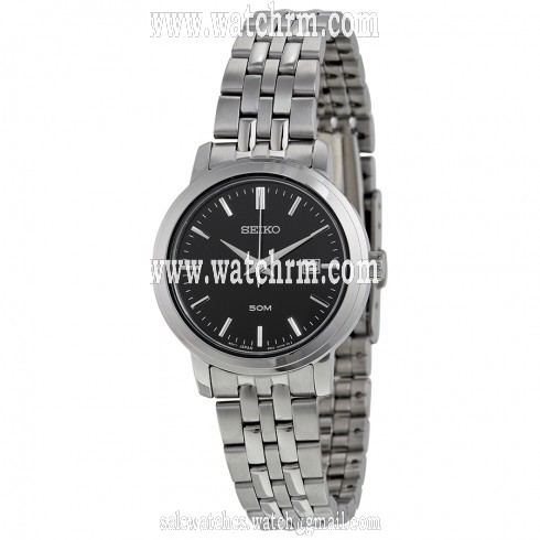 Seiko Black Dial Stainless Steel Ladies Watch SUR827