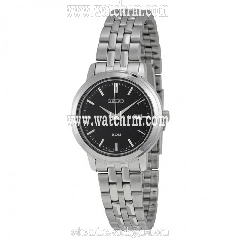 Seiko Black Dial Stainless Steel Ladies Watch SUR829