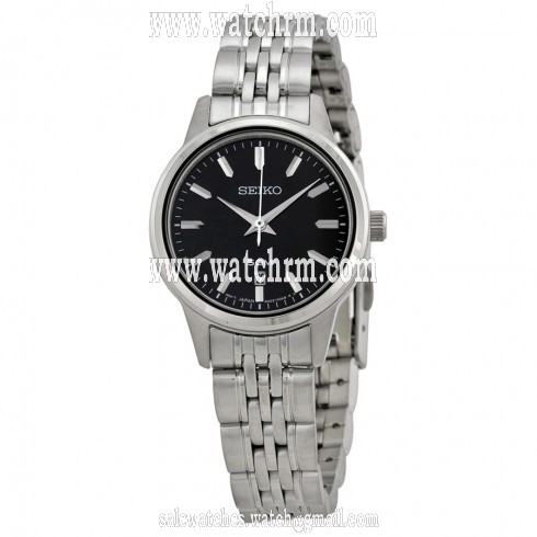 Seiko Black Dial Stainless Steel Ladies Watch SUR895