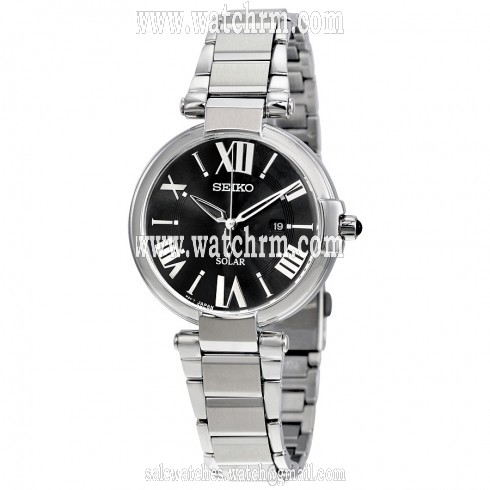 Seiko Black Dial Stainless Steel Ladies Watch SUT173