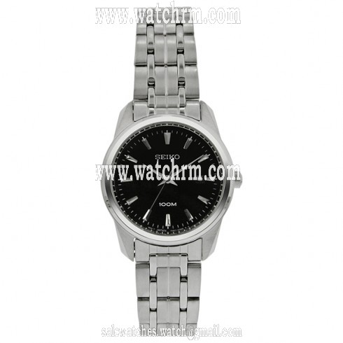 Seiko Black Dial Stainless Steel Ladies Watch SXDE65