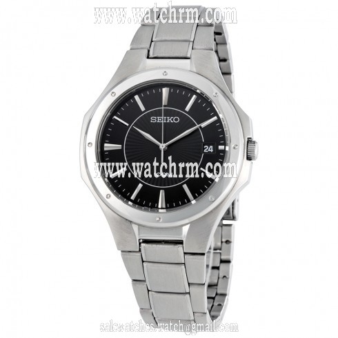Seiko Black Dial Stainless Steel Men's Watch SGEF61