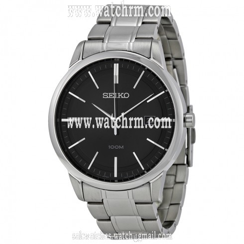 Seiko Black Dial Stainless Steel Men's Watch SGEH09P1