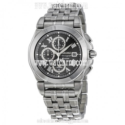 Seiko Black Dial Stainless Steel Men's Watch SNA525