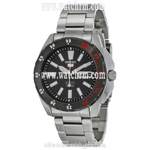 Seiko Black Dial Stainless Steel Men's Watch SRP361