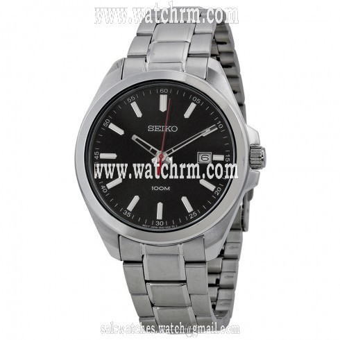 Seiko Black Dial Stainless Steel Men's Watch SUR061