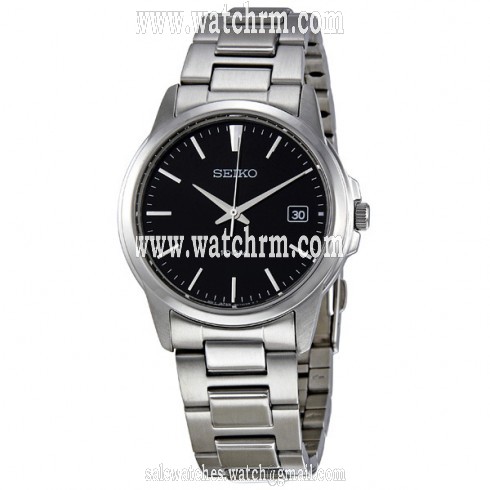 Seiko Black Dial Stainless Steel Men's Watch SGEF51