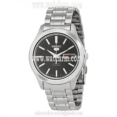 Seiko Black Dial Stainless Steel Men's Watch SNKM47