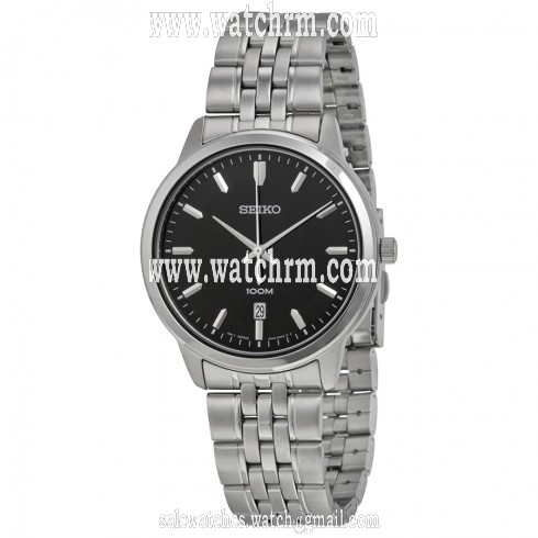 Seiko Black Dial Stainless Steel Men's Watch SUR031