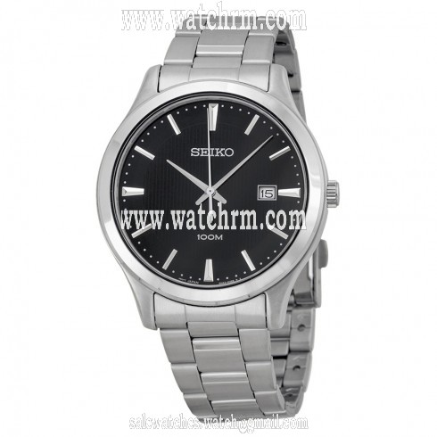 Seiko Black Dial Stainless Steel Men's Watch SUR051