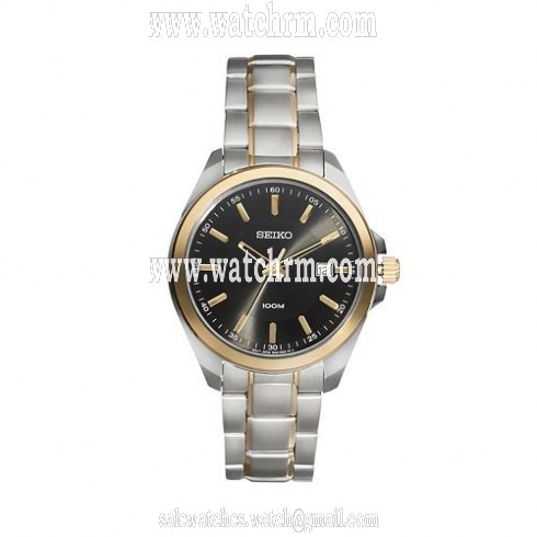 Seiko Black Dial Stainless Steel Men's Watch SUR072