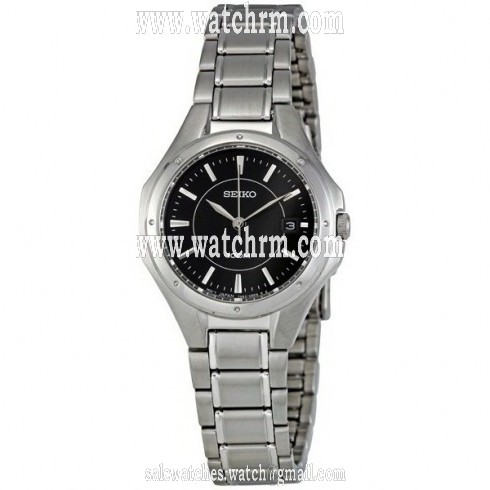 Seiko Black Dial Stainless Steel Quartz Ladies Watch SXDE13