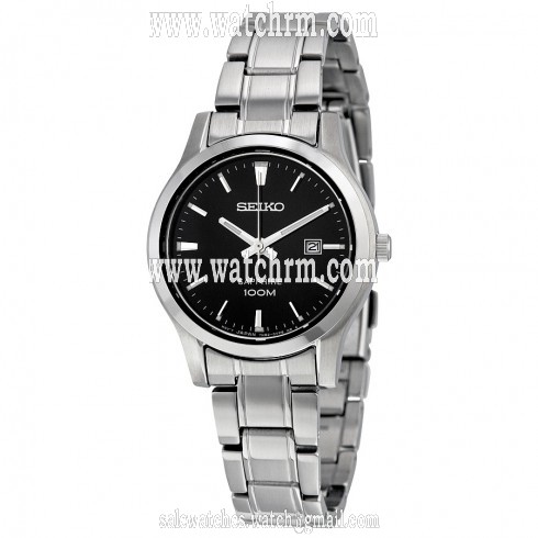 Seiko Black Dial Stainless Steel Quartz Ladies Watch SXDG63