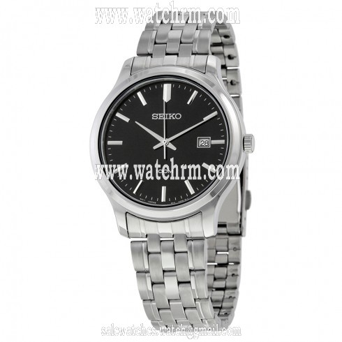 Seiko Black Dial Stainless Steel Quartz Men's Watch SUR145