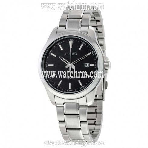 Seiko Black Dial Stainless Steel Quartz Men's Watch SUR155