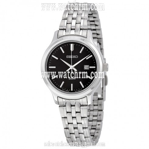 Seiko Black Dial Stainless Steel Quartz Men's Watch SUR795