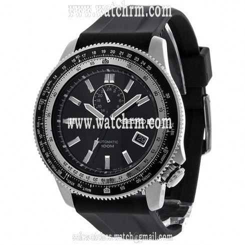 Seiko Black Dial Tachymeter Black Rubber Strap Men's Watch SSA003K2