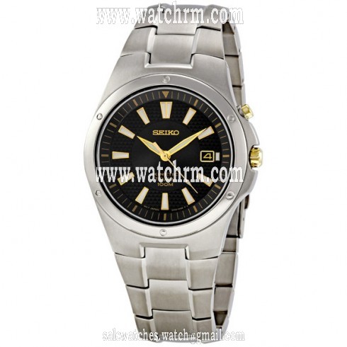 Seiko Black Dial Titanium Men's Watch SKA399