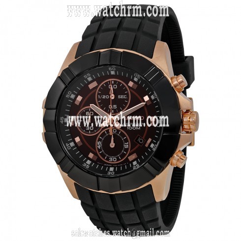Seiko Brown Dial Chronograph Black Rubber Strap Men's Watch SNDD80
