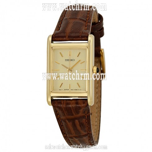 Seiko Champagne Dial Brown Leather Ladies Watch SXGN54