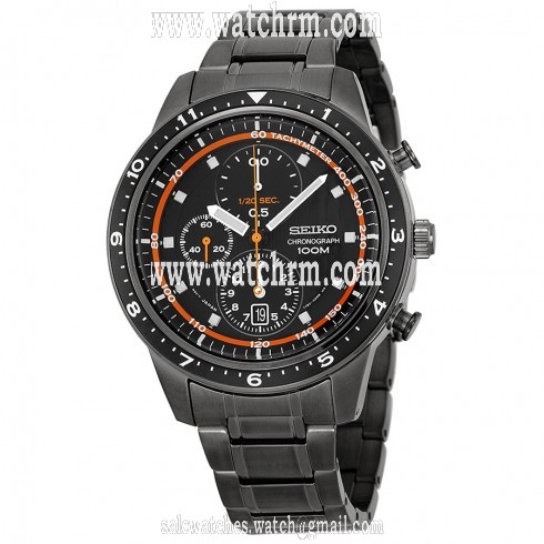 Seiko Chronograph Black and Brown Dial Stainless Steel Men's Watch SNDF41