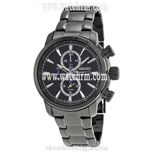 Seiko Chronograph Black Dial Black Ion-plated Men's Watch SNAF49