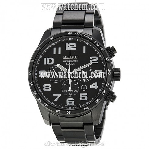 Seiko Chronograph Black Dial Black Ion-plated Stainless Steel Men's Watch SSC231