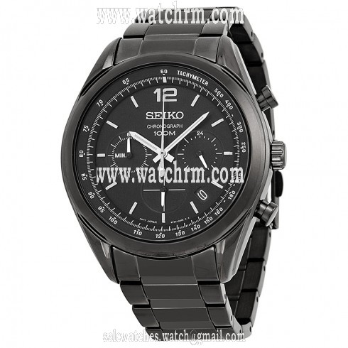 Seiko Chronograph Black Dial Black PVD Men's Watch SSB093