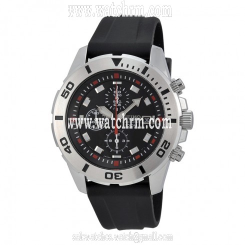 Seiko Chronograph Black Dial Black Rubber Men's Watch SNDD95P2