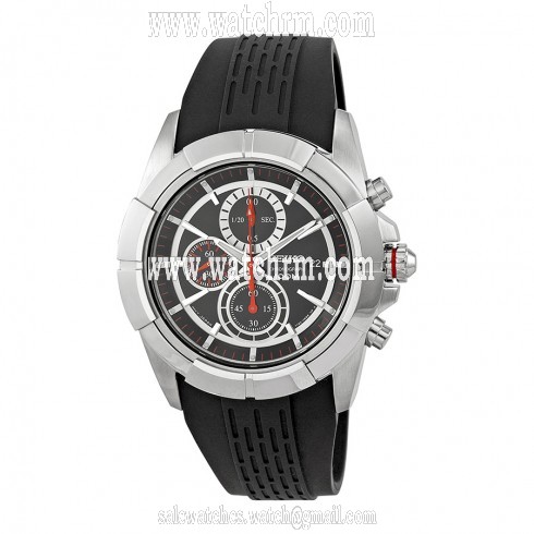 Seiko Chronograph Black Dial Black Rubber Men's Watch SNDE67