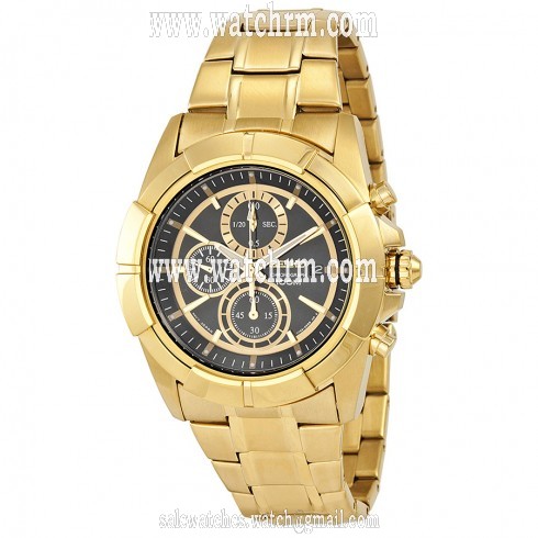 Seiko Chronograph Black Dial Gold-tone Men's Watch SNDE74