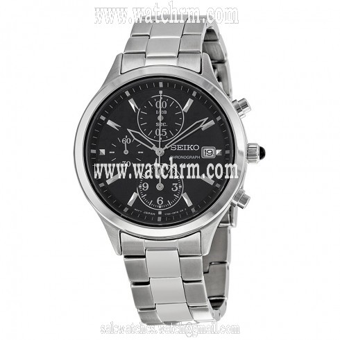 Seiko Chronograph Black Dial Stainless Steel Ladies Watch SNDX09