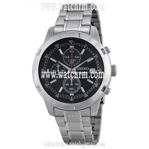 Seiko Chronograph Black Dial Stainless Steel Men's Watch SKS421