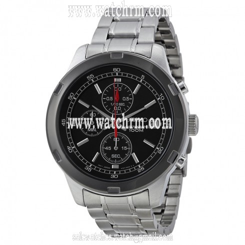 Seiko Chronograph Black Dial Stainless Steel Men's Watch SKS427