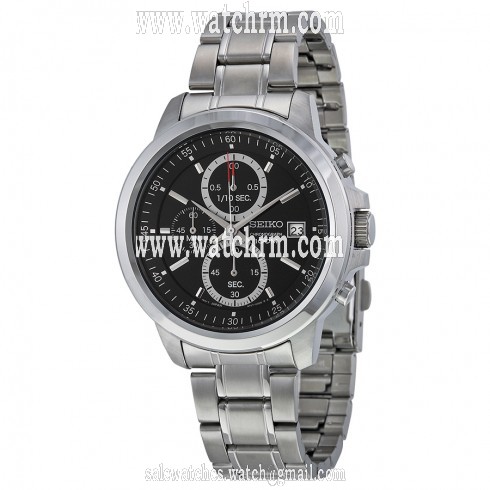 Seiko Chronograph Black Dial Stainless Steel Men's Watch SKS445
