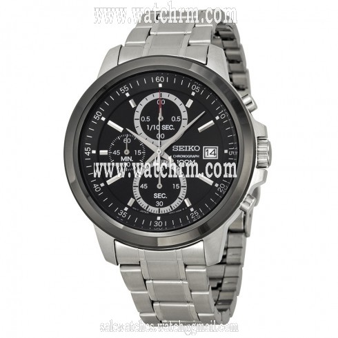Seiko Chronograph Black Dial Stainless Steel Men's Watch SKS451