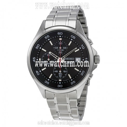 Seiko Chronograph Black Dial Stainless Steel Men's Watch SKS477