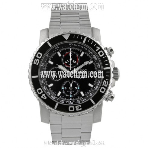 Seiko Chronograph Black Dial Stainless Steel Men's Watch SNA225