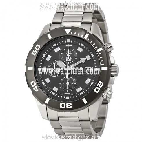 Seiko Chronograph Black Dial Stainless Steel Men's Watch SNDD99