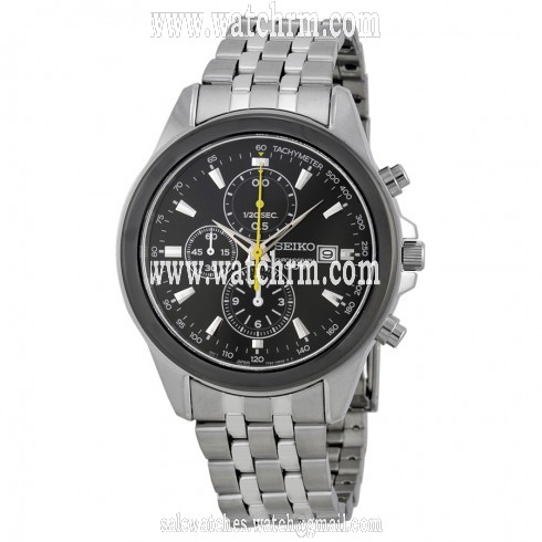 Seiko Chronograph Black Dial Stainless Steel Men's Watch SNDF09