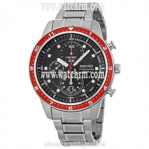 Seiko Chronograph Black Dial Stainless Steel Men's Watch SNDF37