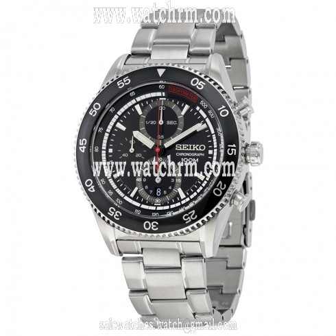 Seiko Chronograph Black Dial Stainless Steel Men's Watch SNDG57