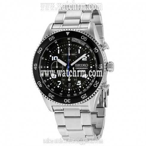 Seiko Black Dial Chronograph Stainless Steel Men's Watch SNDG59