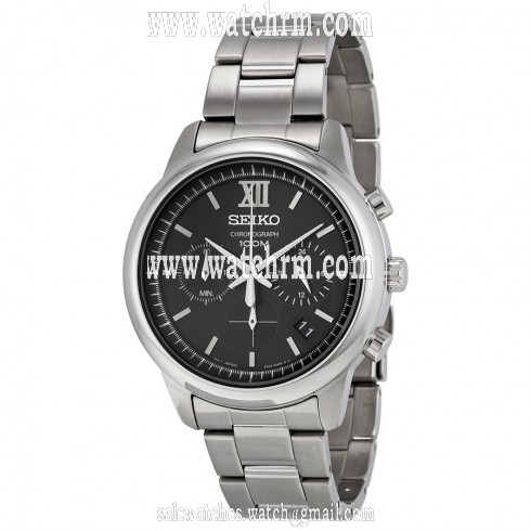 Seiko Chronograph Black Dial Stainless Steel Men's Watch SSB139