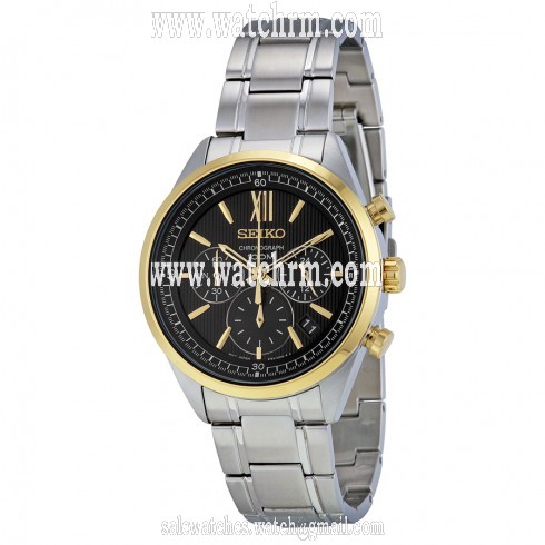 Seiko Chronograph Black Dial Stainless Steel Men's Watch SSB156