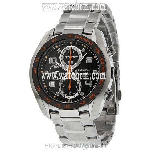 Seiko Chronograph Black Dial Stainless Steel Men's Watch SNDD37